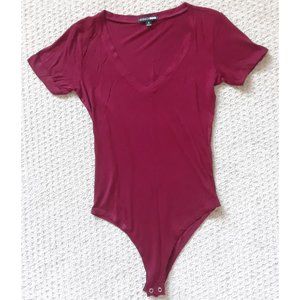 Fashion Nova Burgundy Favorite Tee Bodysuit
